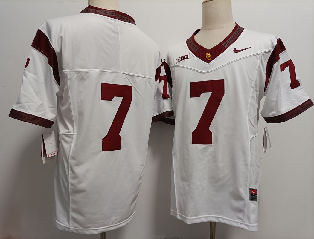 Men USC Trojans #7 No Name White Nike 2025 NCAA Jersey